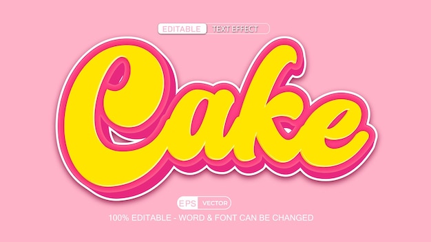 Cake Editable Text Effect Vector 3d style