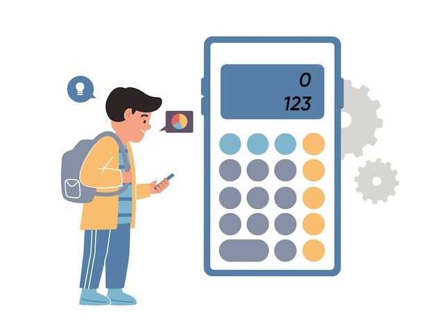 Calculator app study needs calculating system mathematics solution student helper design icon