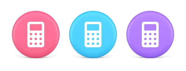 Calculator button mathematical number counting web application design 3d realistic icon
