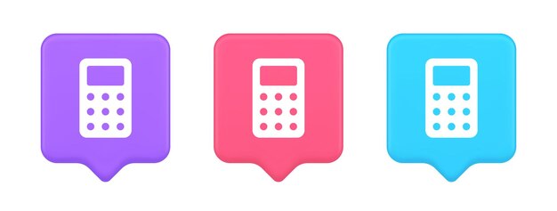 calculator button mathematical number counting web application design 3d realistic icon
