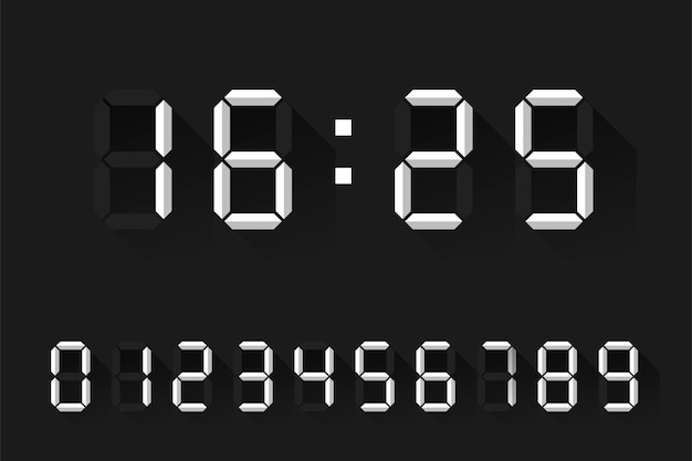 calculator digital number paper and shadow design. digital clock numbers set. vector illustration