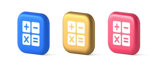 calculator math counting button accounting balance checking mathematics keyboard 3d realistic icons