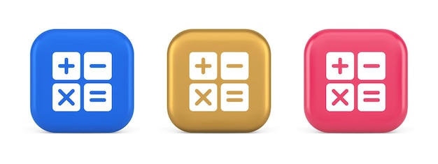 calculator math counting button checking mathematics financial keyboard 3d realistic icons