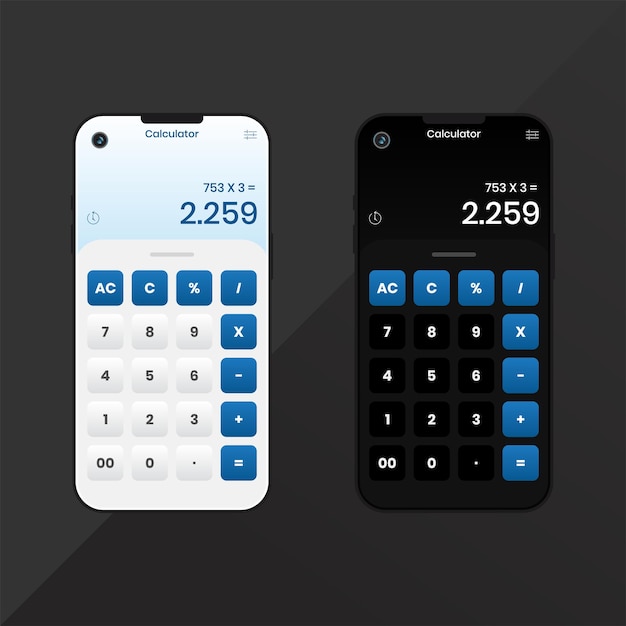 calculator ui design with a cool cellphone appearance