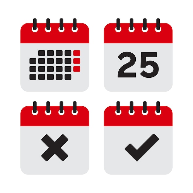 Calendar Icon collection Set of calendar symbols Meeting Deadlines icon Time management Appointment schedule flat icon
