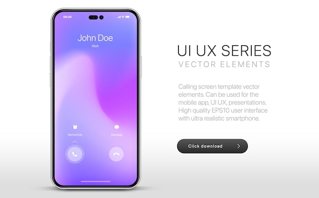 call app ui voice calling screen incoming call mockup with high quality smartphone stock vector