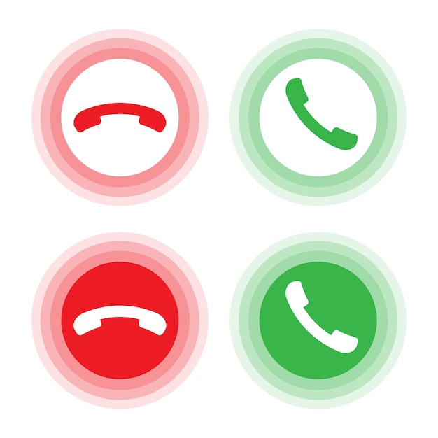 call icon set green and red colors phone receiver symbols gradient circle background