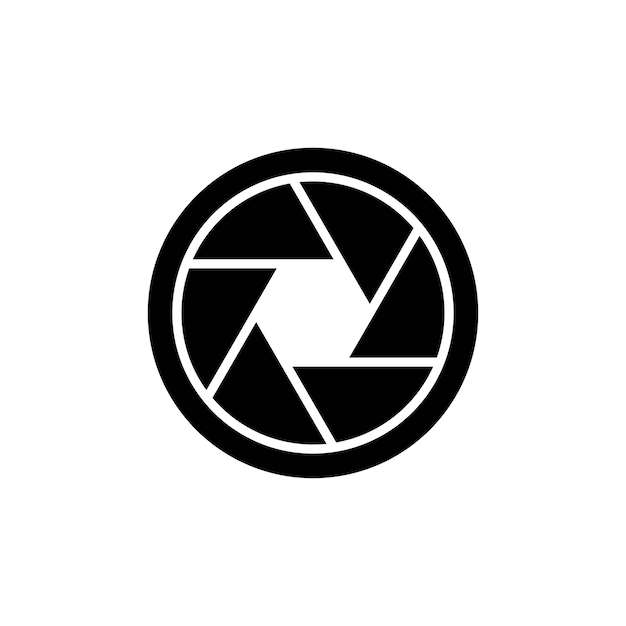 Camera lens flat vector silhouette icon Element for movie cinema film concept