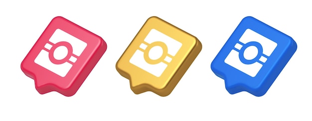 Camera photo video application button multimedia photograph service 3d realistic icon