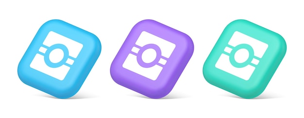 camera photo video application button multimedia photograph service 3d realistic icons