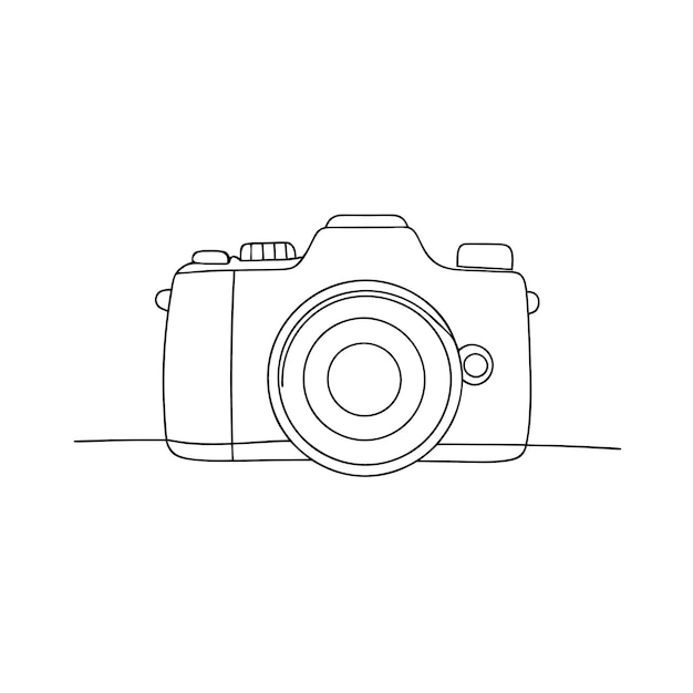 camera single line drawing vector illustration