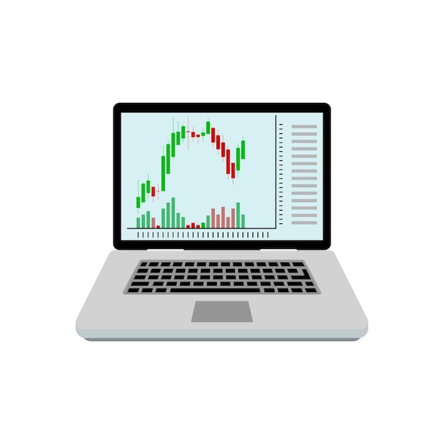 Candlestick chart on screen laptop