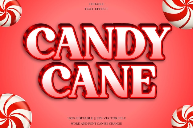 Candy Cane Editable Text Effect Emboss Gradient Style