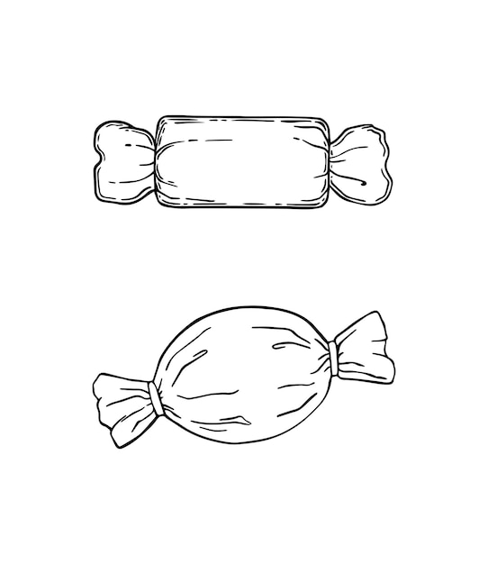candy wrapper sweet dessert food doodle linear cartoon coloring book
