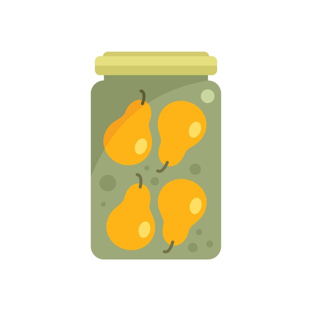 Canned pear icon flat vector Food pickle Vegetable jar isolated