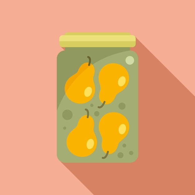 Canned pear icon flat vector Food pickle Vegetable jar