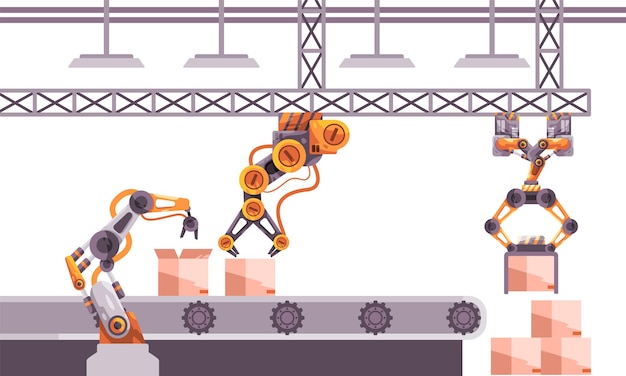 car assembly line robot assemble vehicle in automated manufacturing production process