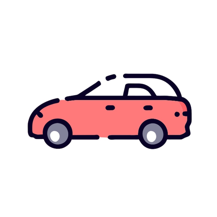 Vector car full size body icon broken line