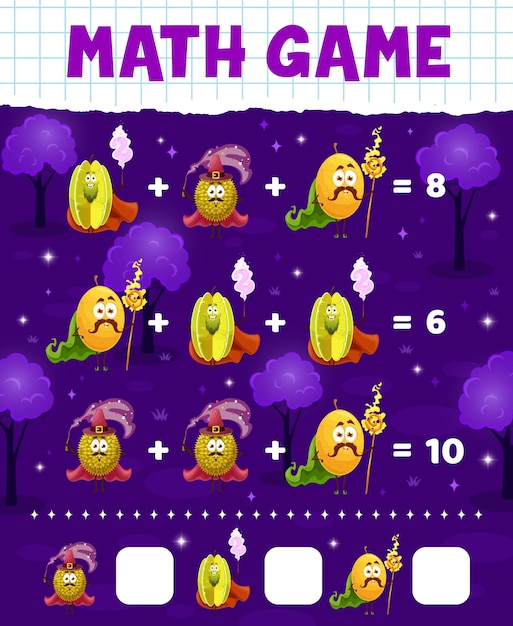 Carambola durian and melon wizard characters game