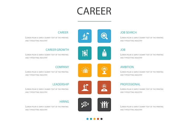Career Infographic 10 option concept company leadership hiring job search simple icons