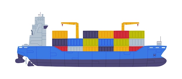 Cargo Ship as Freight Delivery Logistics Service Vector Illustration