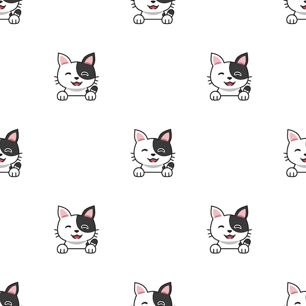 cartoon character cat seamless pattern background
