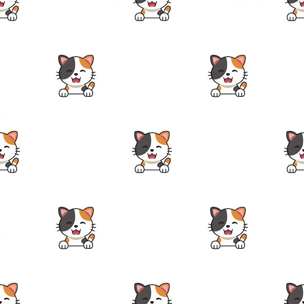 cartoon character cat seamless pattern background