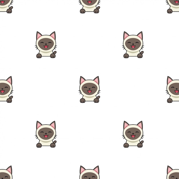 cartoon character siamese cat seamless pattern background