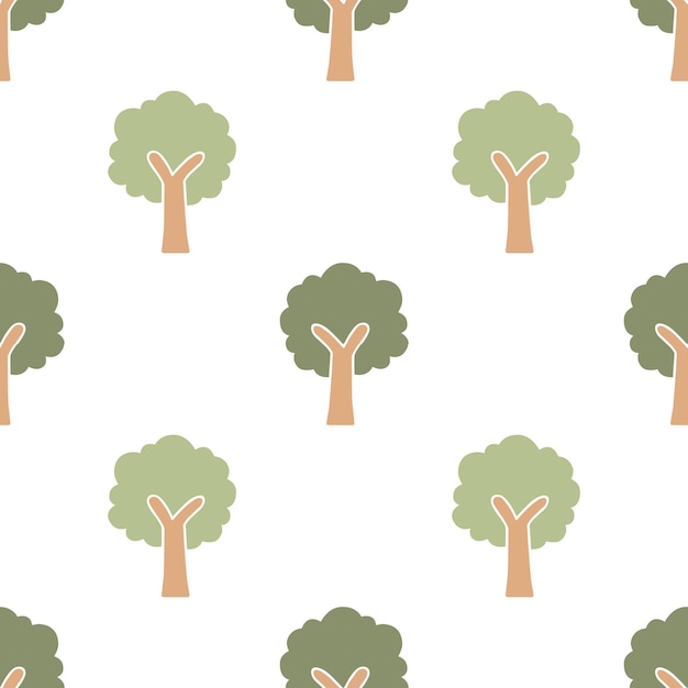 Cartoon cute tree seamless pattern
