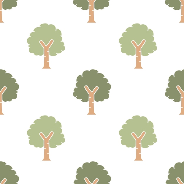 Cartoon cute tree seamless pattern