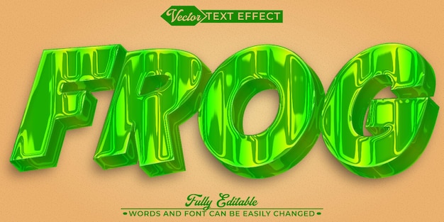 cartoon green animal frog vector editable text effect template