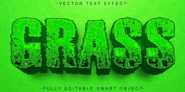 Cartoon Green Plant Grass Vector Fully Editable Smart Object Text Effect