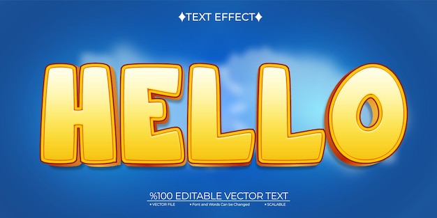 Cartoon Hello Editable Vector 3D Text Effect