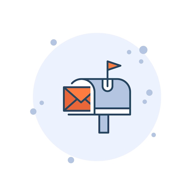 Cartoon postal box icon vector illustration Mail box on bubbles background Letter sign concept