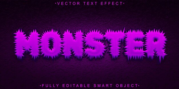 Cartoon Purple Hairy Monster Vector Fully Editable Smart Object Text Effect