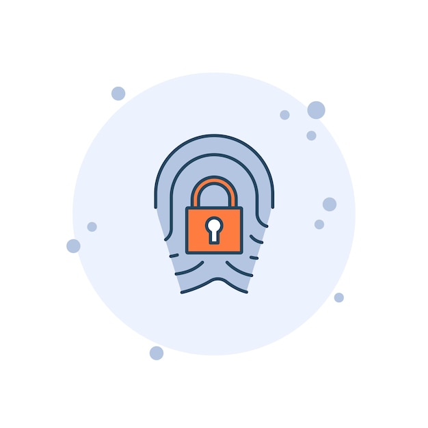 cartoon touch id icon vector illustration fingerprint with lock on isolated background biometric identification sign concept