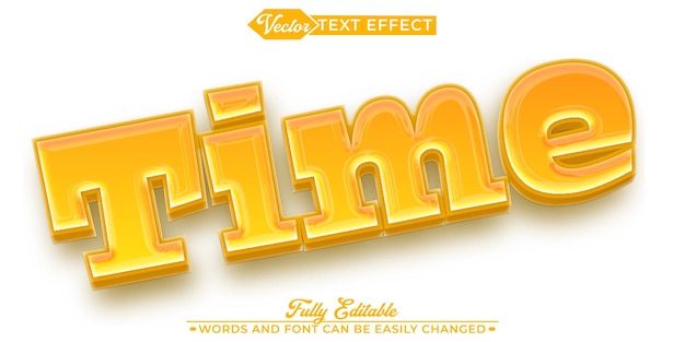 Cartoon Yellow Time Vector Editable Text Effect Template
