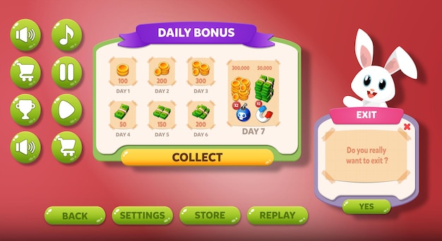 casual game ui menu pop up