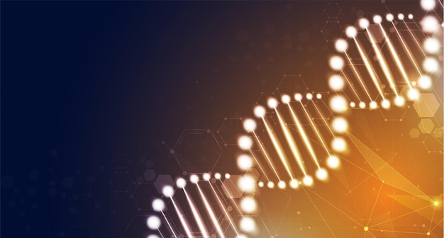 Cấu trúc mã chuỗi kỹ thuật số DNA với khái niệm Khoa học phát sáng và nền công nghệ nano