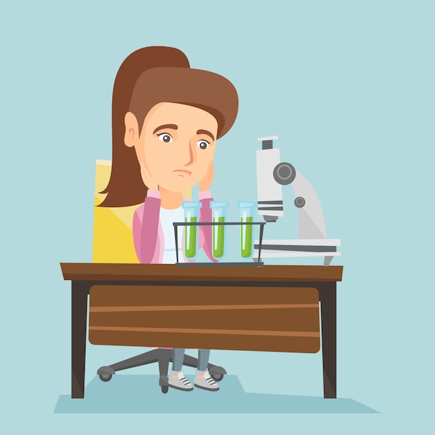 Caucasian student working in laboratory class.