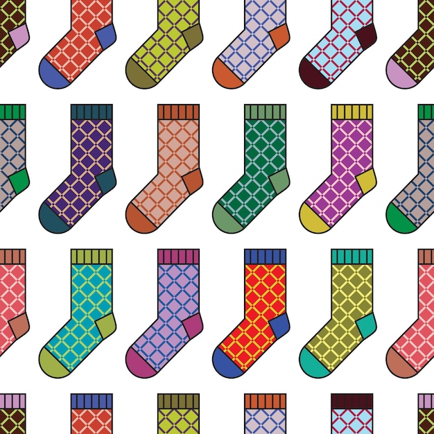 Cell multicolor socks seamless vector pattern