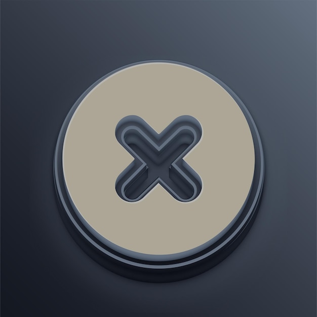 Cement Tone 3D Wrong Icon with Editable Gray Background