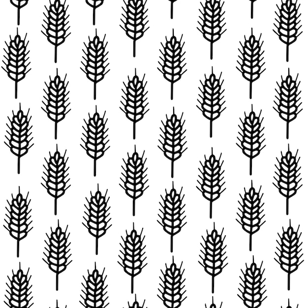 Cereal ear doodle seamless pattern