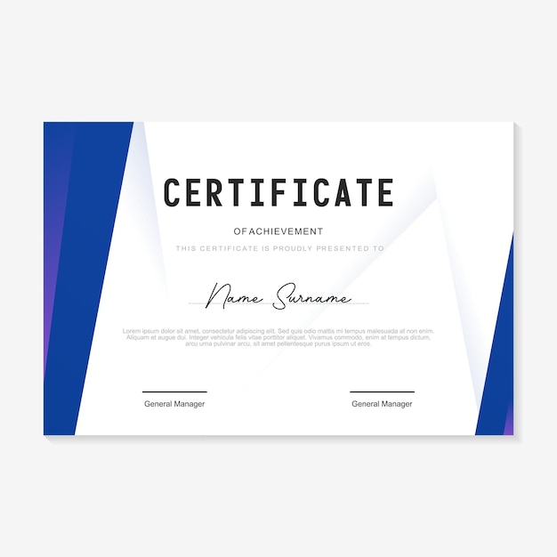 certificate design template with blue gradient background