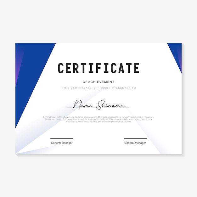 certificate design template with blue gradient background