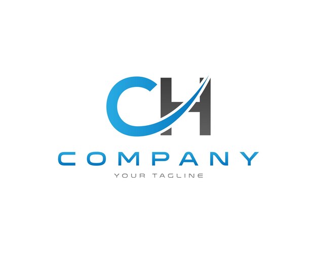 CH Logo design flat abstract letter creative vector template