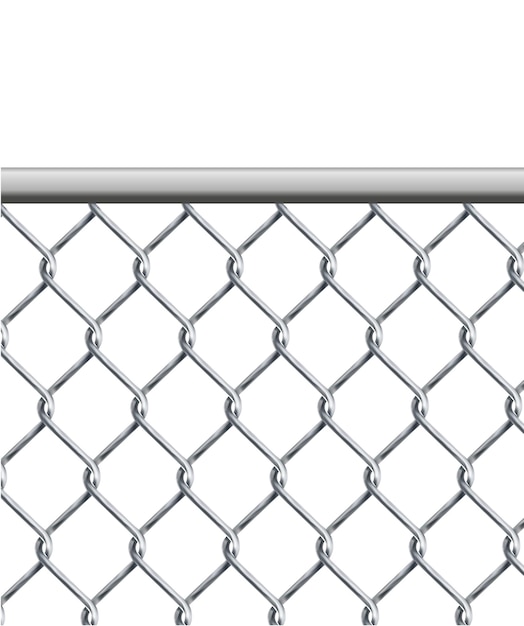 Chain link fence wire mesh steel metal isolated on transparent background Art design gate made Prison barrier secured property