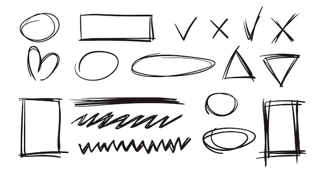 chalk and crayon scribbles pencil brush strokes marker checks swirls and playful doodles
