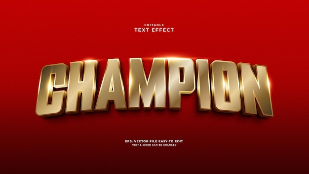 champion 3d text style editable text effect golden