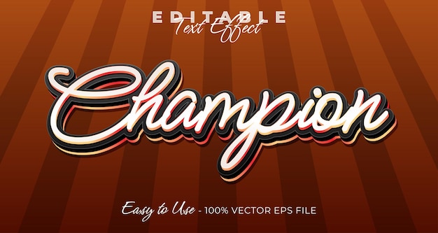 champion text effect typography template vector graphic style